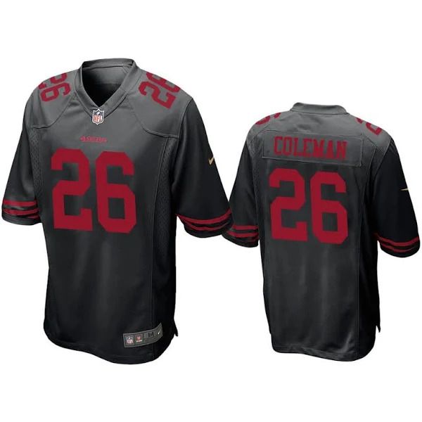 Men San Francisco 49ers #26 Tevin Coleman Nike Black Game Player NFL Jersey->san francisco 49ers->NFL Jersey